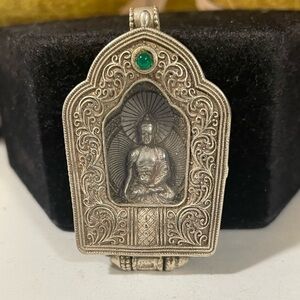 Buddhist Bodhisattva Silver Prayer Box Pendant